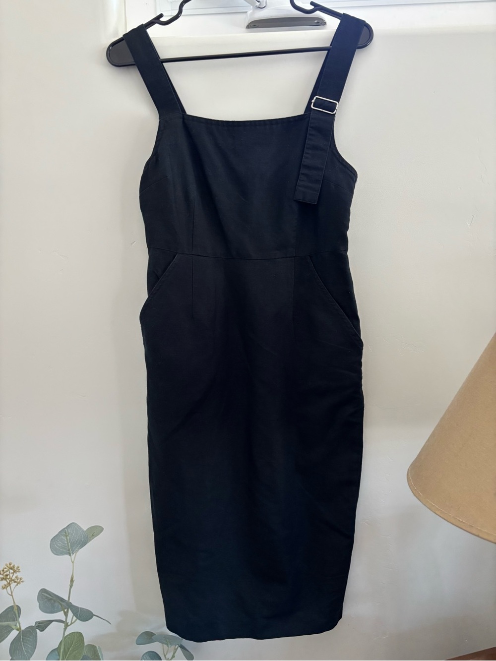 Avec les Filles black linen Summer wiggle dress Sz 6 XS